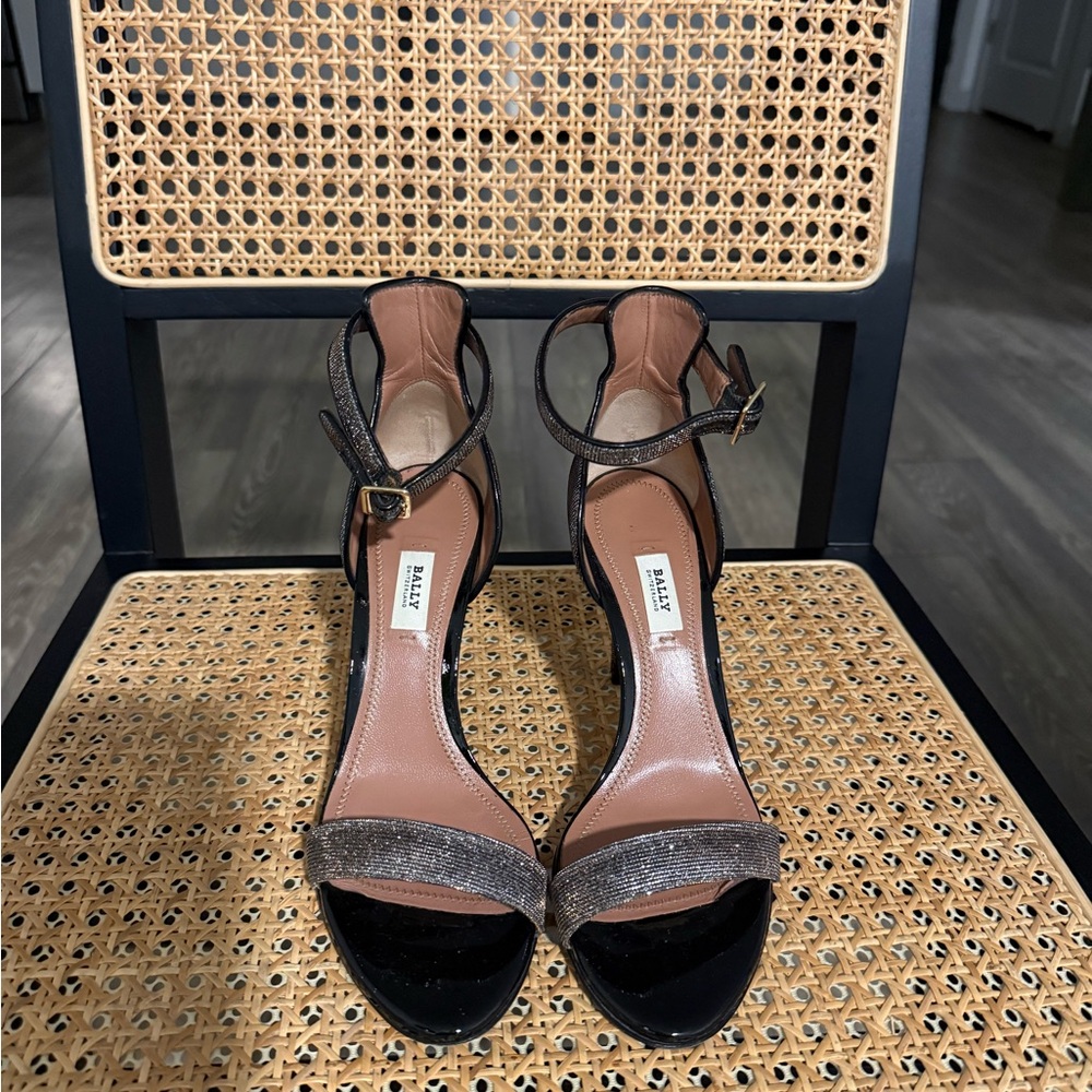 Bally Black and Metallic Strappy Heels